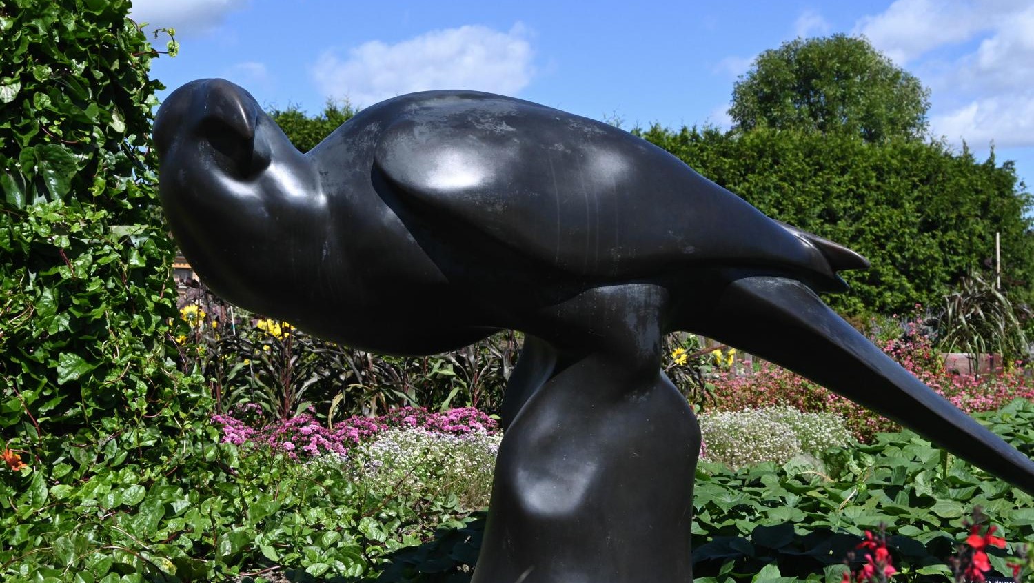 Passenger pigeon statue on display as part of the Lost Bird Project