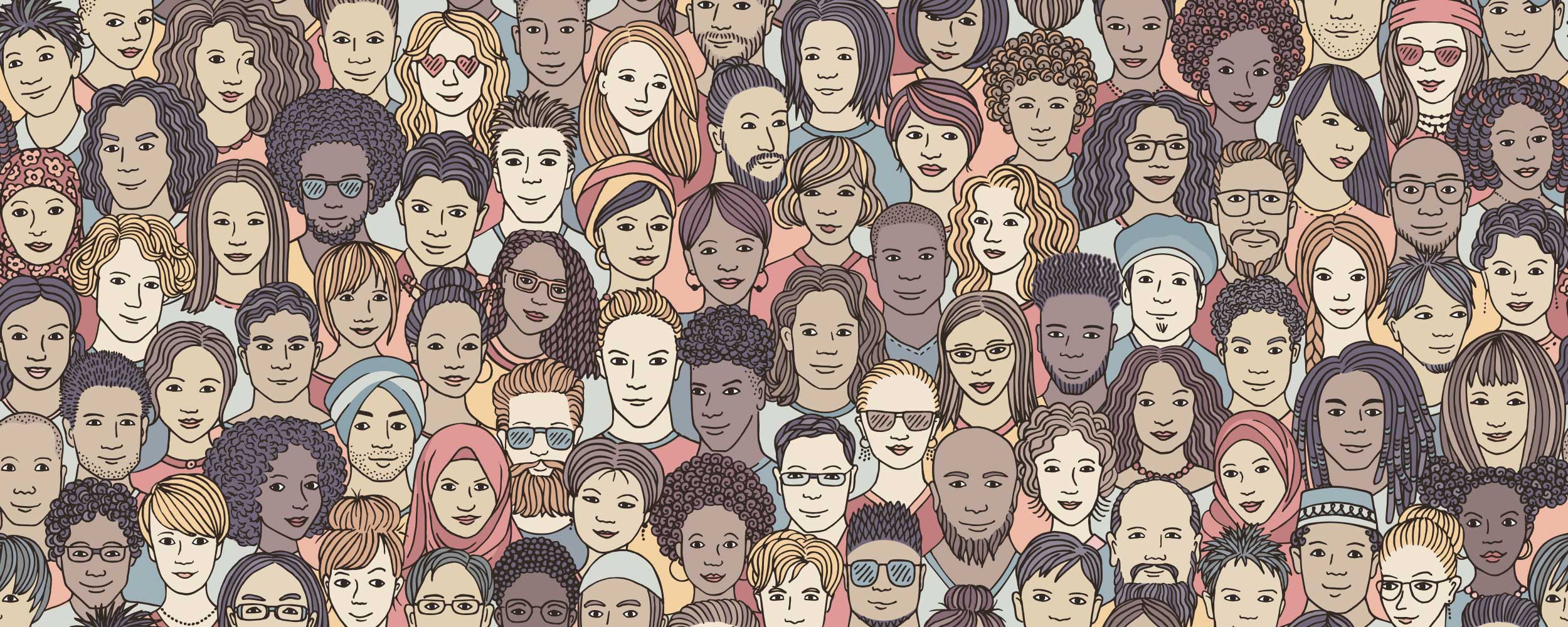 graphic representation of a diverse group of human faces